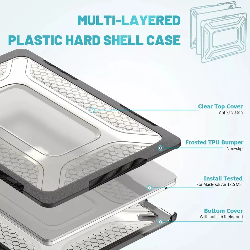 Rugged Protective & Heavy Duty Case Macbook Air 13.6 M3/ M2 - Clear Black