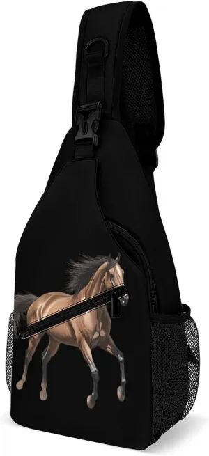 Running Arabian Horse Chest Bag for Men Backpack Crossbody Sling Bags Travel Daypack for Outdoors Hiking