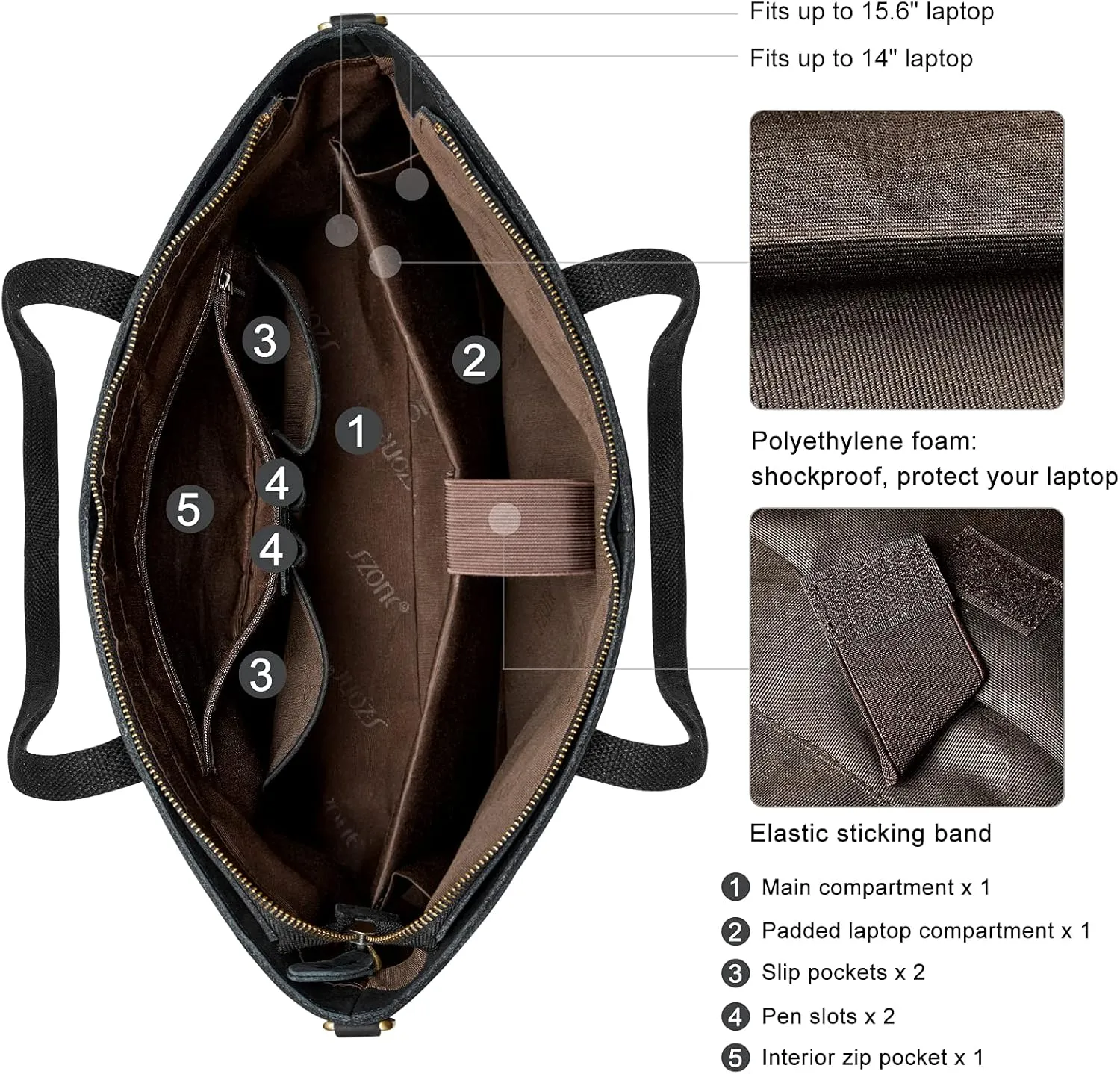 S-ZONE Genuine Leather Tote Bag for Women Large Shoulder Purses Work Handbags with Crossbody Strap Vintage