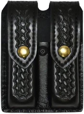 Safariland 77 Double Magazine Pouch Hidden Snap, Basket Weave Black, Fits Glock 17/22, 77-83-4B