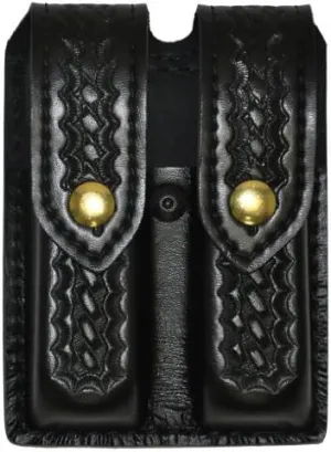 Safariland 77 Double Magazine Pouch Hidden Snap, Basket Weave Black, Fits Glock 17/22, 77-83-4B