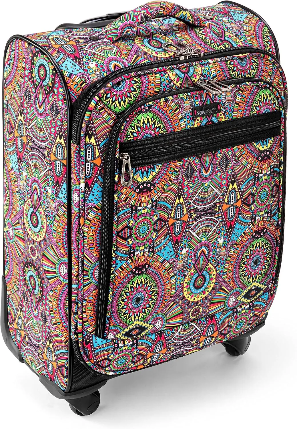 Sakroots On the Go 4 Piece Travel Bundle, Includes 21" Rolling Suitcase, Packable Large Tote, Medium & Small Pouches