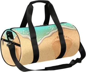 Sandy Beach Sports Gym Bag Duffel Bags Workout Lightweight Shoulder Weekender Bag Travel Duffel Bag for Men Women(Footprint)