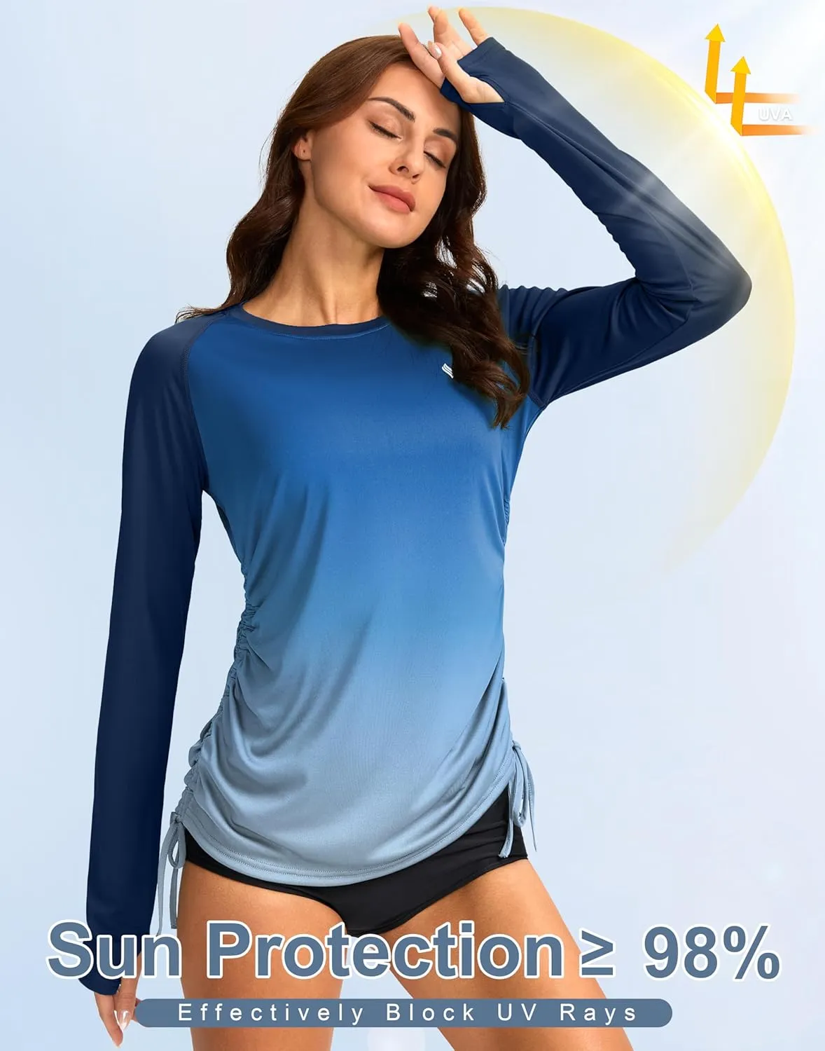 SANTINY Women's UPF50  Rash Guard SPF Long Sleeve Swimsuits Top UV Sun Protection Swim Shirts for Woman