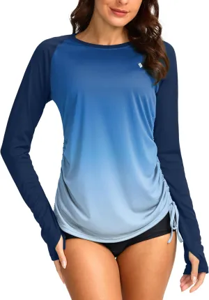 SANTINY Women's UPF50  Rash Guard SPF Long Sleeve Swimsuits Top UV Sun Protection Swim Shirts for Woman