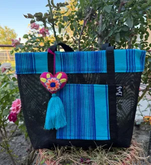 Sarape Mesh Tote Teal