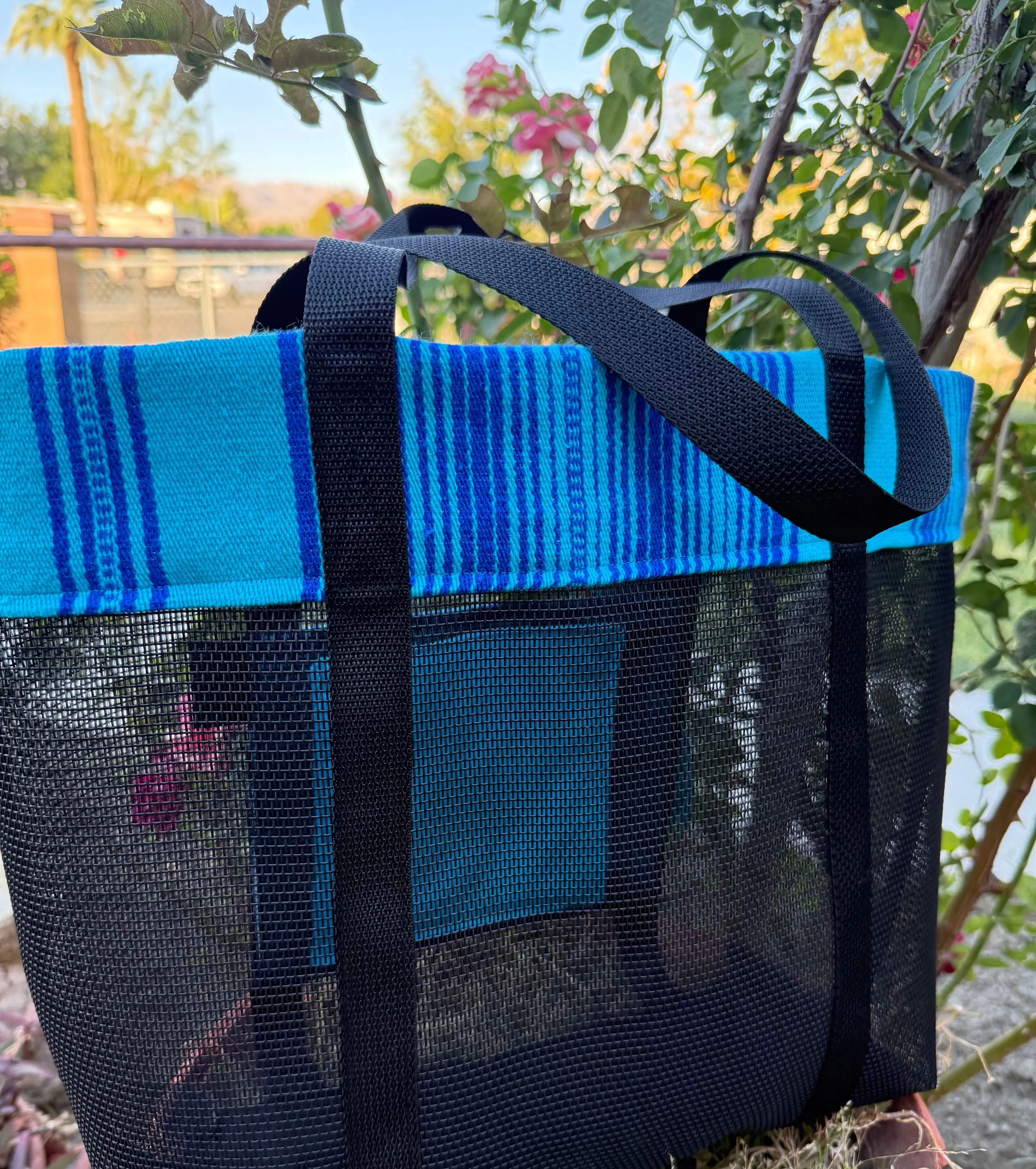 Sarape Mesh Tote Teal