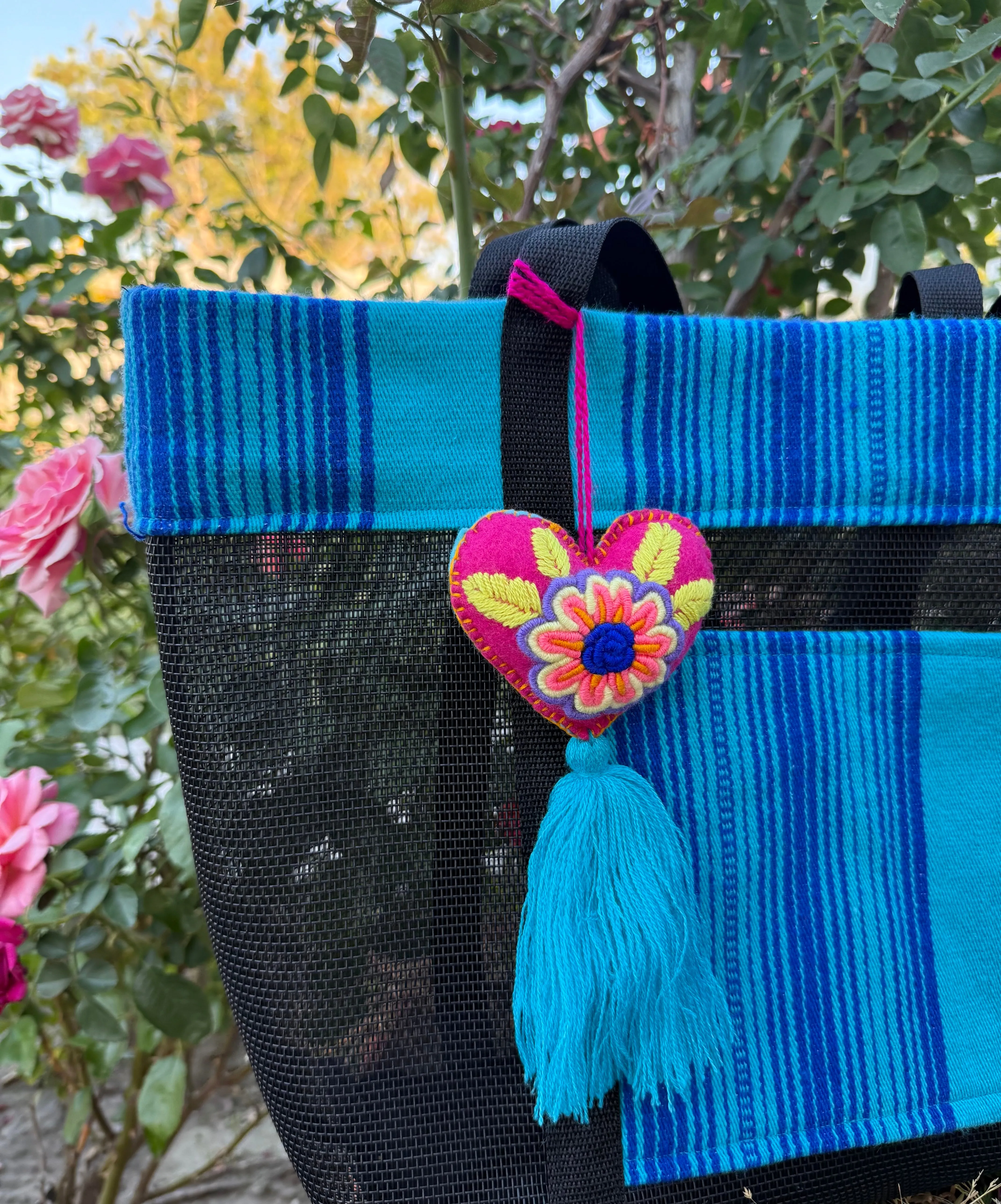 Sarape Mesh Tote Teal