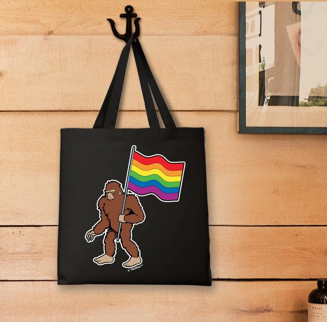 Sasquatch With Pride Flag Canvas Tote Bag