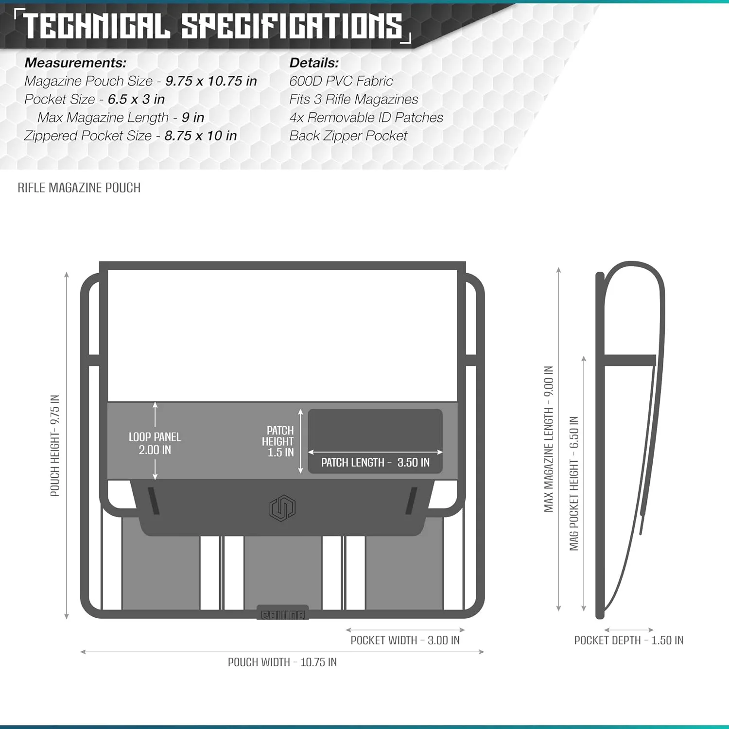 Savior Equipment Mag Buddy 2-Pack Tactical Triple Rifle Mag Pouch, Long Gun Carbine Magazine Organizer Firearm Mag Holder Transportation Carrier, 4 of ID Patches Included