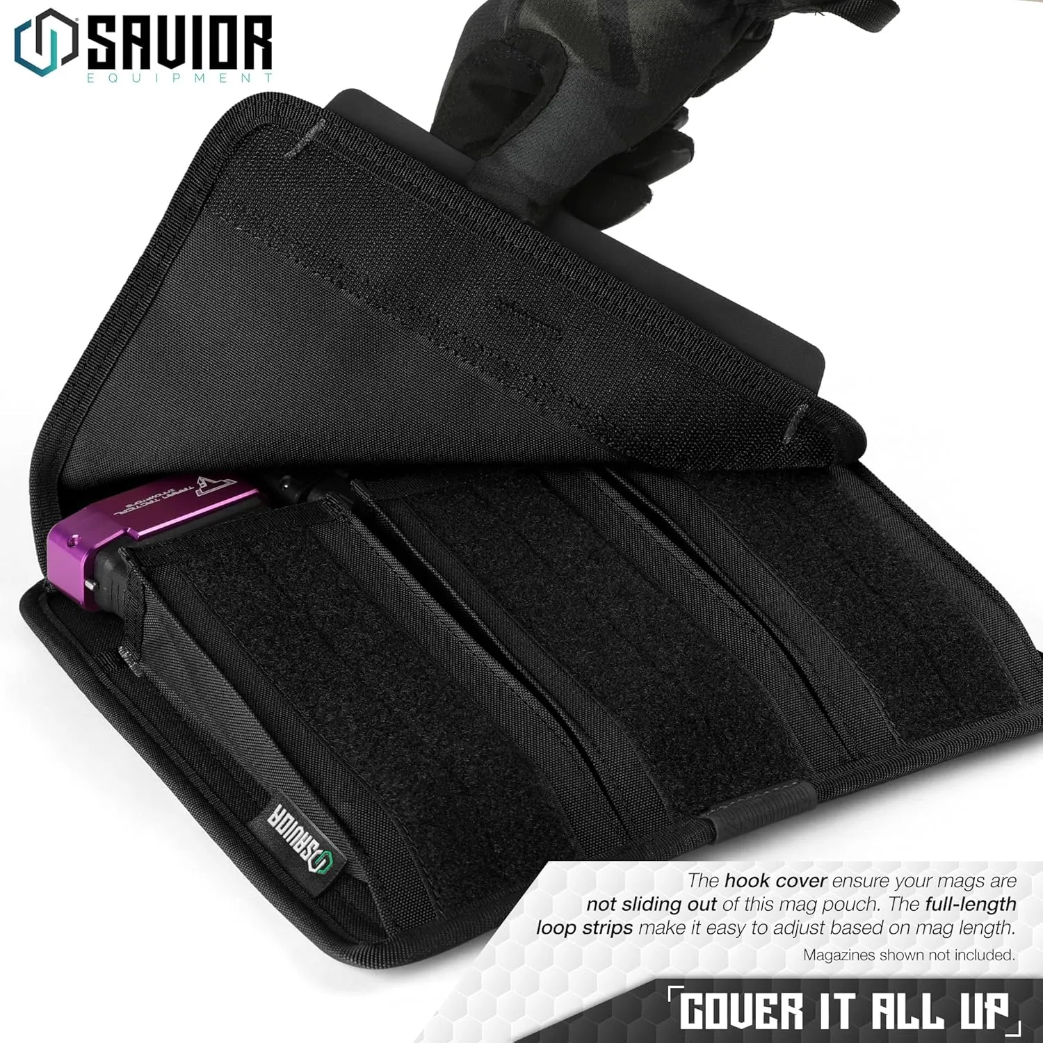 Savior Equipment Mag Buddy 2-Pack Tactical Triple Rifle Mag Pouch, Long Gun Carbine Magazine Organizer Firearm Mag Holder Transportation Carrier, 4 of ID Patches Included