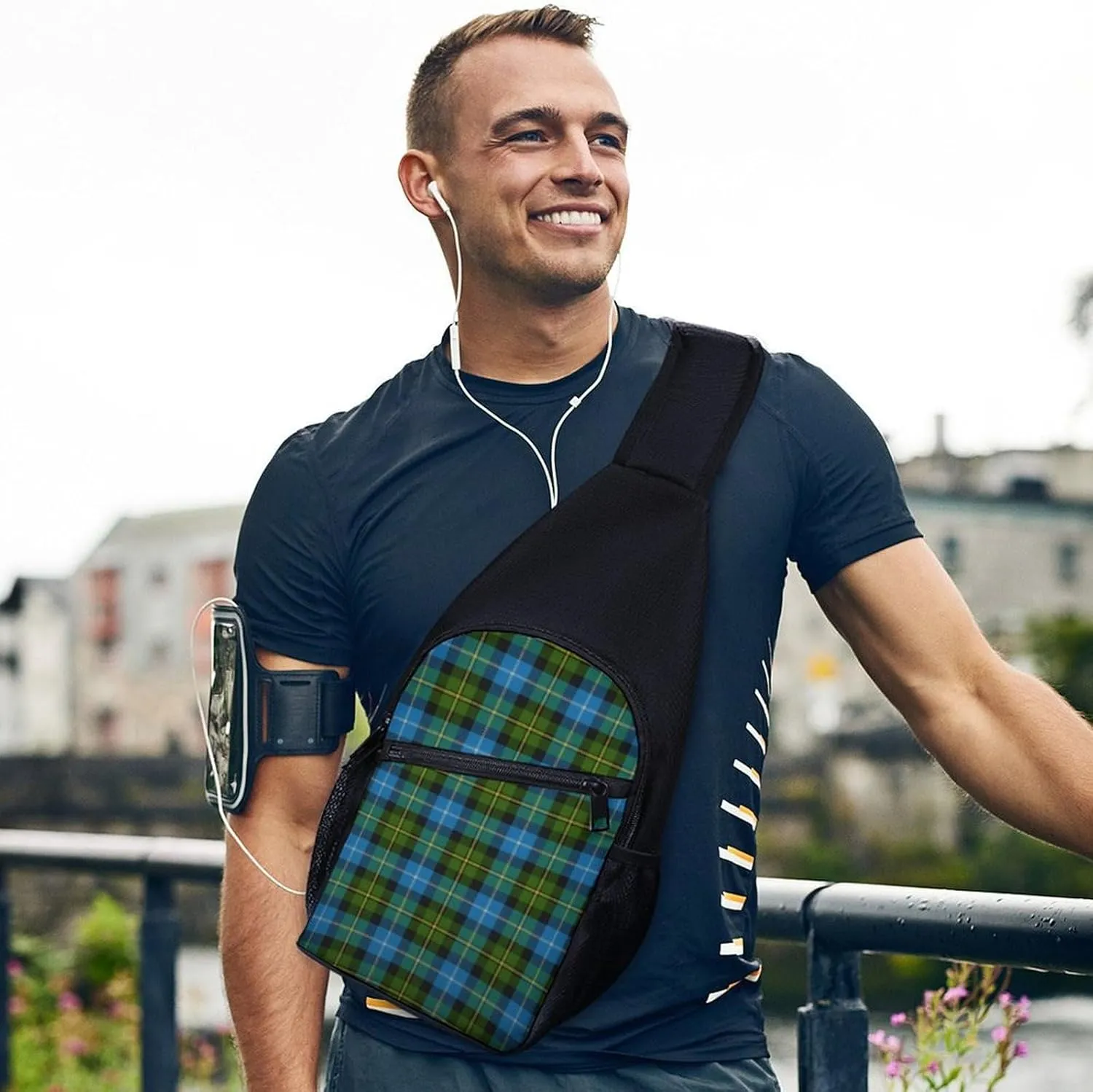 Scottish Clan Murray Tartan Plaid Portable Chest Bag, Large Capacity Single Shoulder Chest Bag