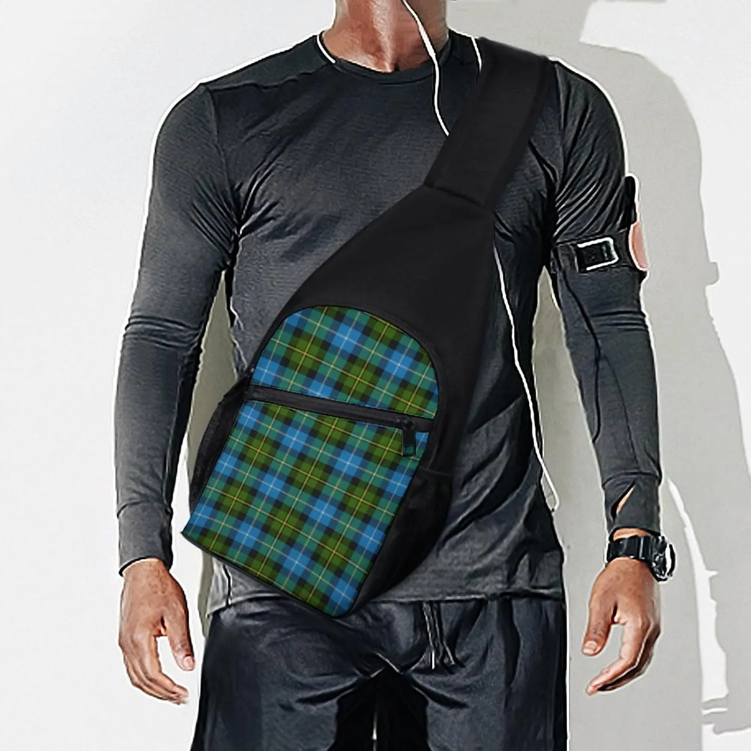 Scottish Clan Murray Tartan Plaid Portable Chest Bag, Large Capacity Single Shoulder Chest Bag