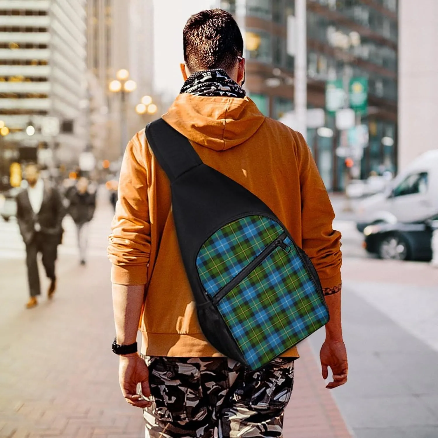 Scottish Clan Murray Tartan Plaid Portable Chest Bag, Large Capacity Single Shoulder Chest Bag