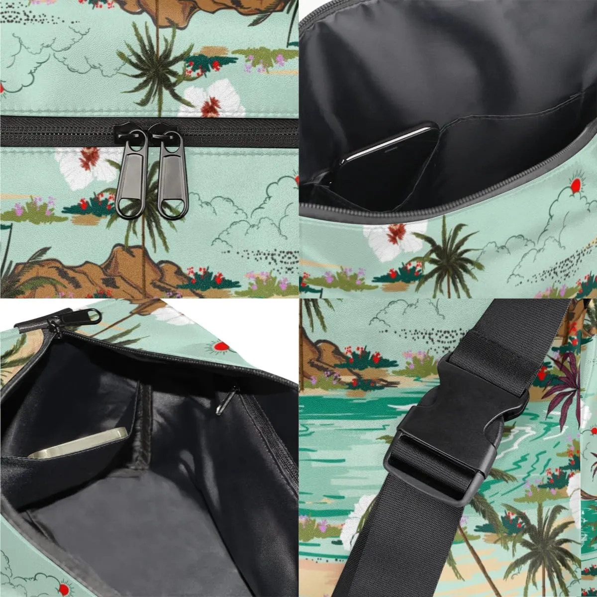 Sea Flower Palm Tree Small Gym Bag for Men Women Workout Sport Duffle Bag Waterproof Weekender Overnight Bag Lightweight Carry on Tote Bag Crossbody Shoulder Travel Bag for Swim Yoge Dance