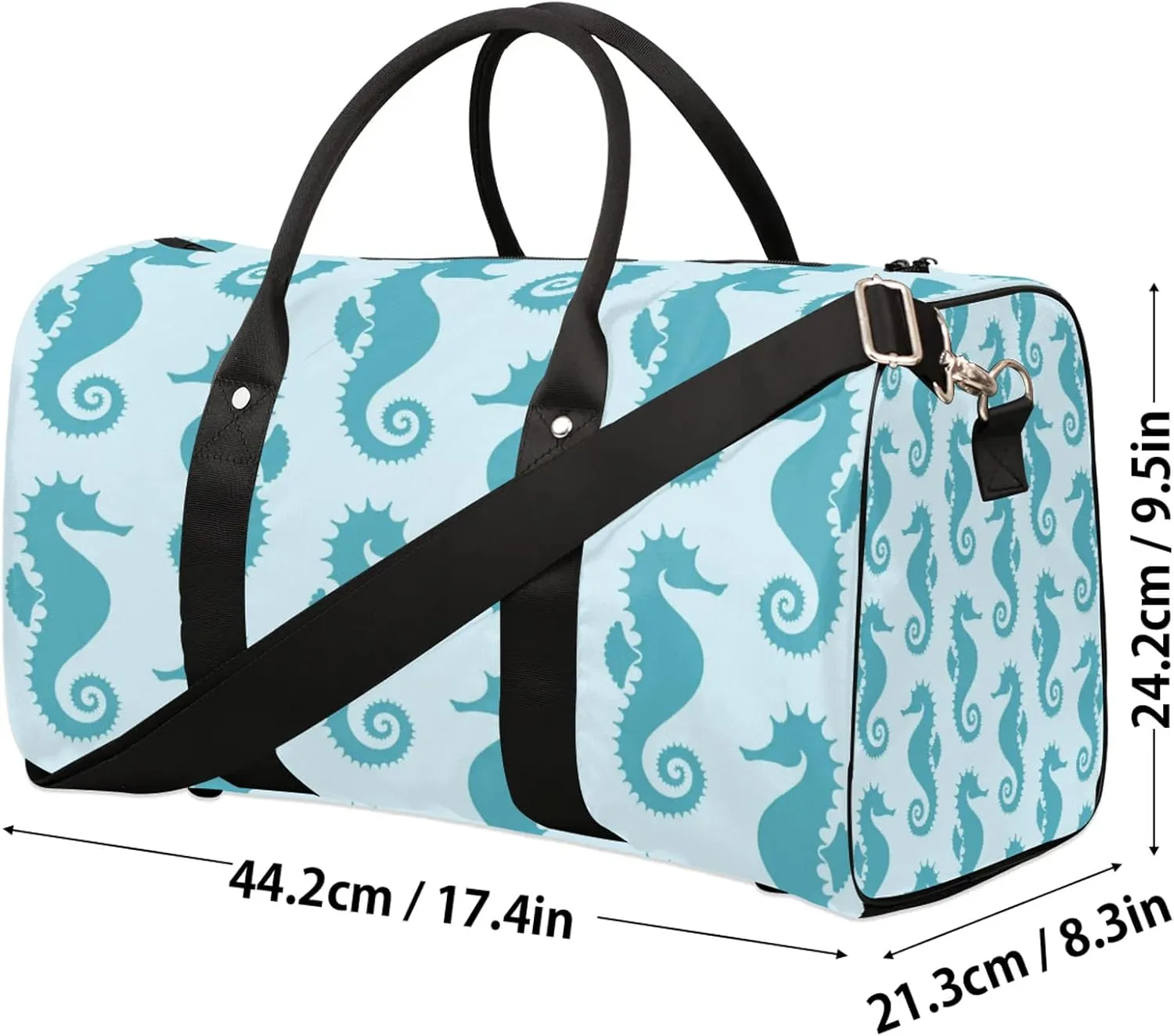 Sea Horse Travel Duffle Bag, Weekender Bags for Women Men, Carry on Overnight Bag Waterproof Gym Bags, Hospital Bag for Labor and Delivery
