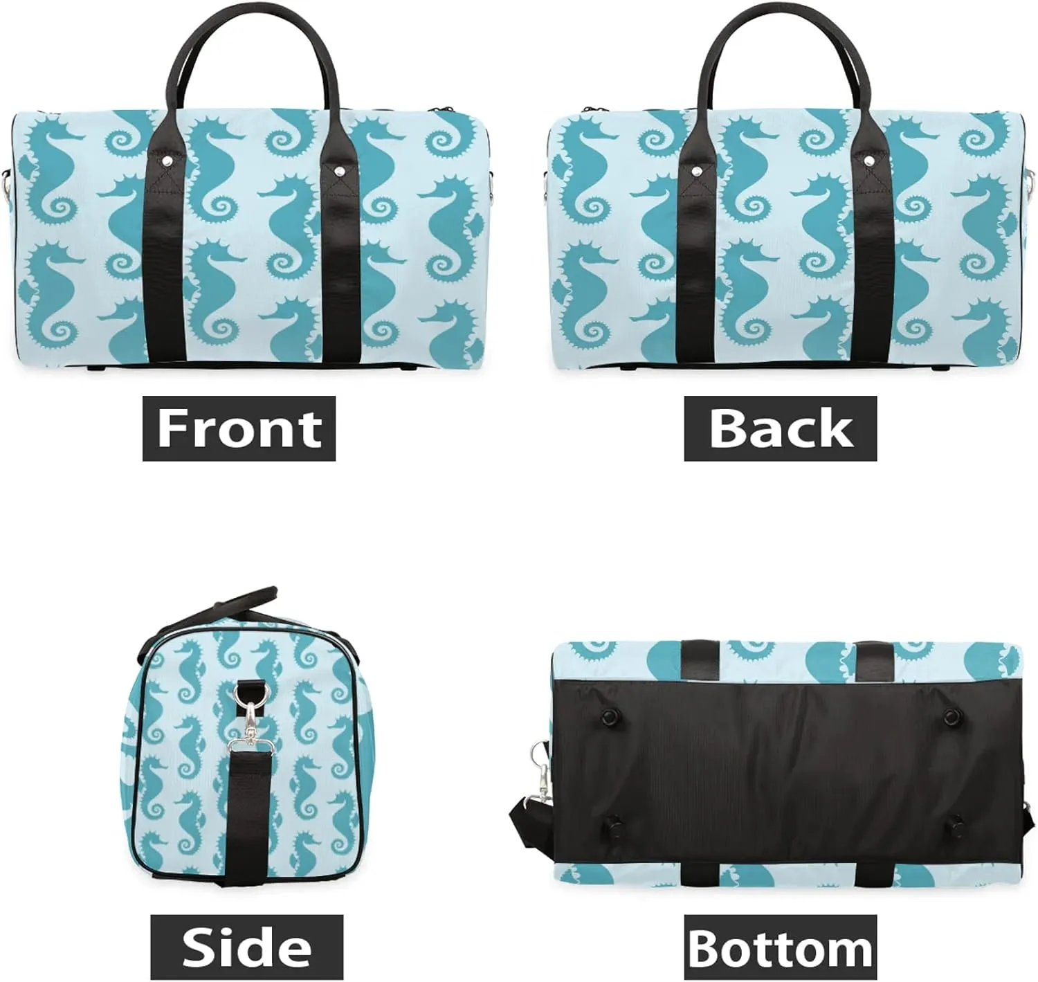 Sea Horse Travel Duffle Bag, Weekender Bags for Women Men, Carry on Overnight Bag Waterproof Gym Bags, Hospital Bag for Labor and Delivery