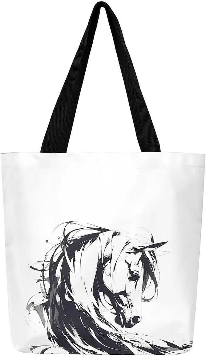 Seal Canvas Tote Bag,Cartoon Wildlife Sandproof Beach Bag,Minimalism Hand Drawn Handbag