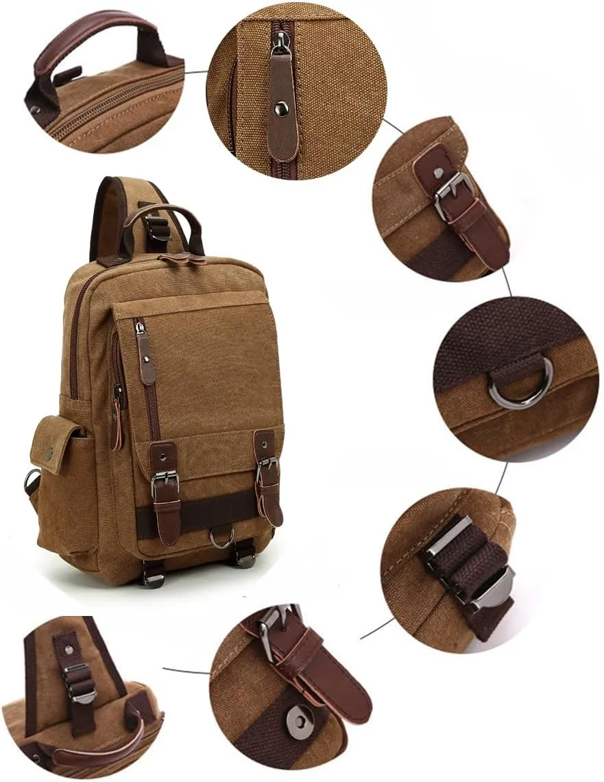 Sechunk Canvas Messenger Bag Sling Bag Crossbody Bag Shoulder Bag Retro Cross Body Handbags