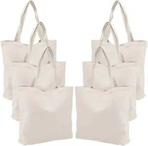 Segarty Canvas Tote Bag, 6 Pack Cotton Heavy Duty Handy Reusable Washable Grocery Shopping Cart Trolley Bags Folding Economical with Handles for Women Home Kitchen Markets