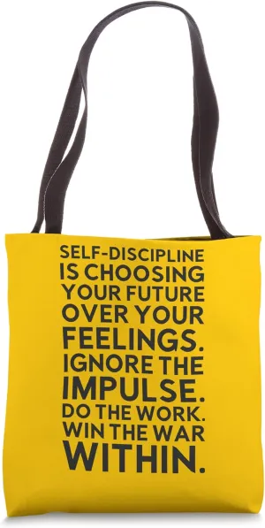 Self-Discipline Quote - Gym, Hustle, Success, Motivational Tote Bag