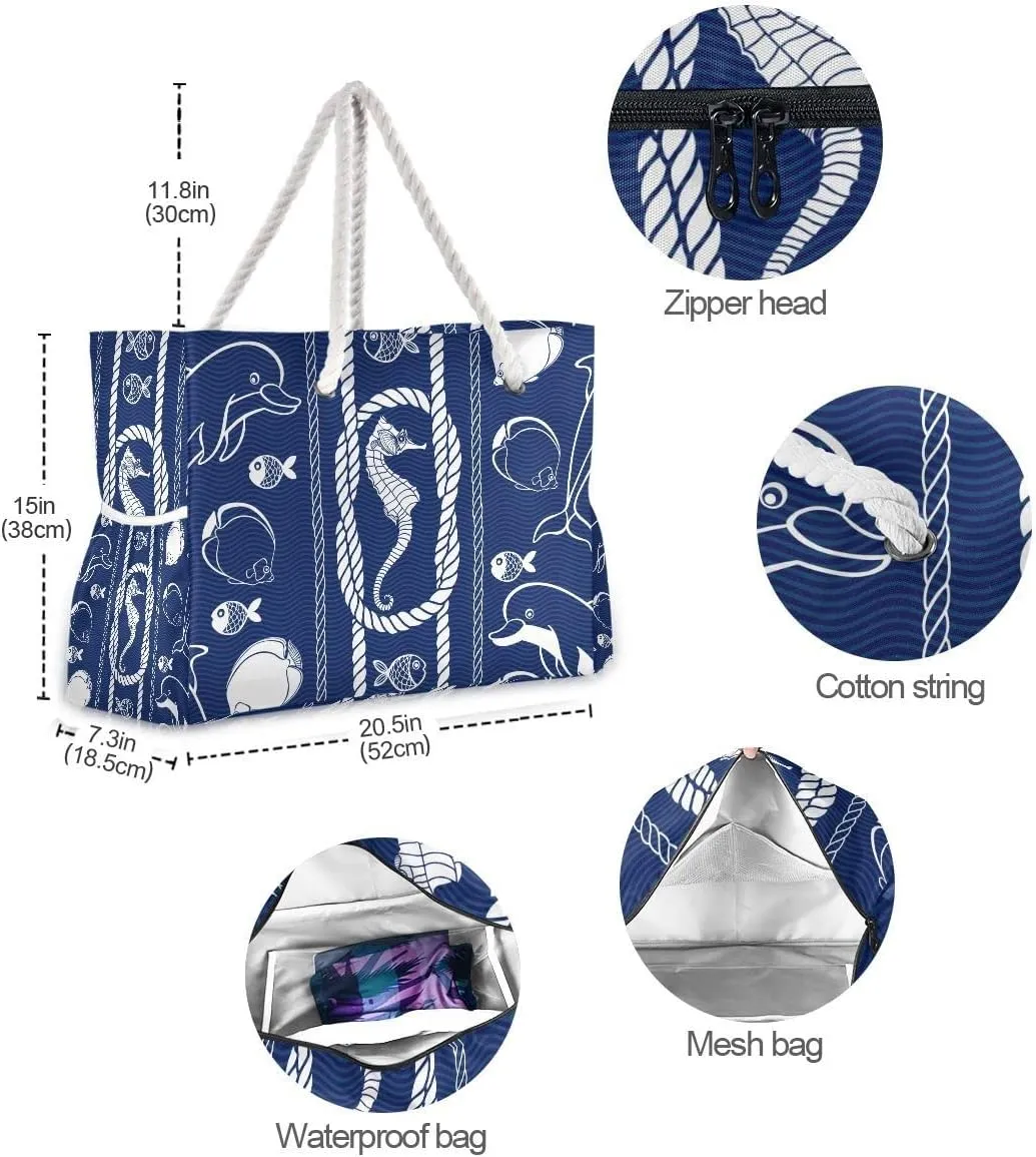 senya Large Beach Shoulder Bags Canvas Tote Water Resistant for Gym Travel Daily