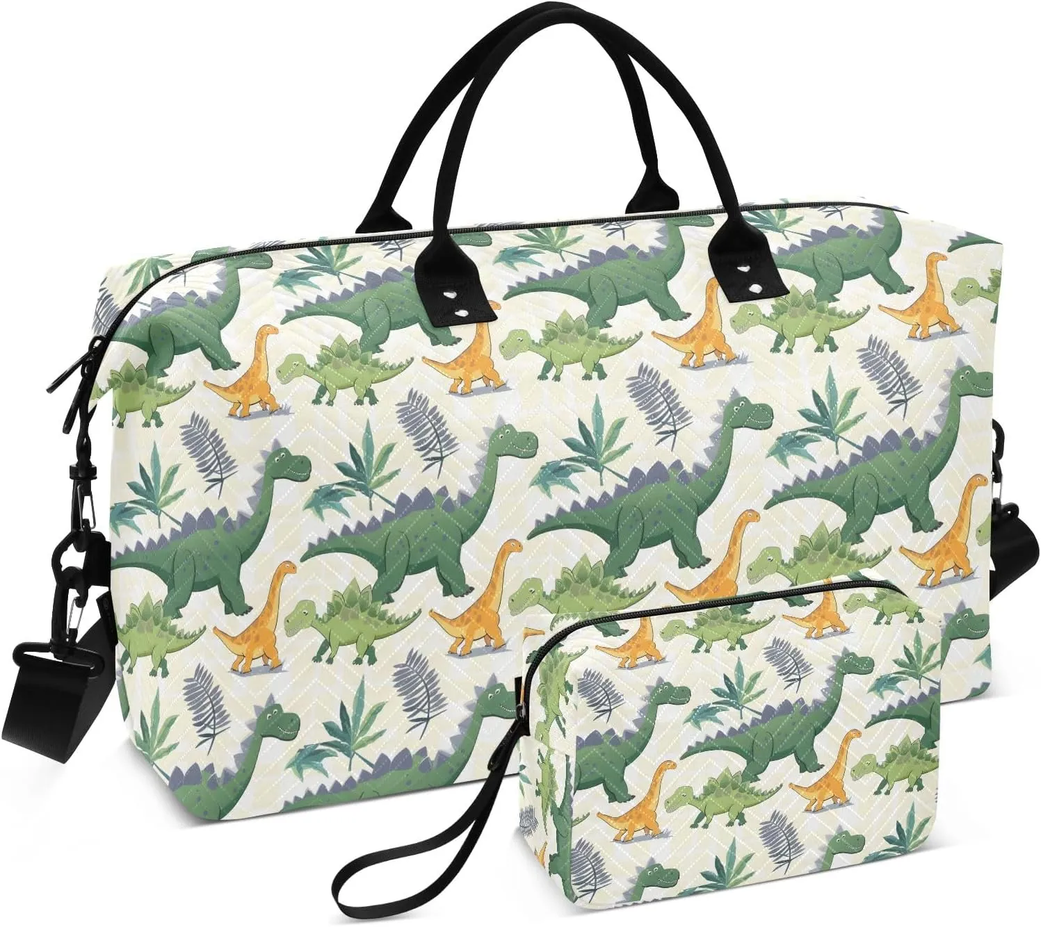 senya Weekender Bags Travel Duffel Gym Bag Green Dinosaurs Carry on Overnight Tote Bag with Toiletry Bag for Airplane Travel Trip Gym Yoga, g368733851p1006c1071s2442