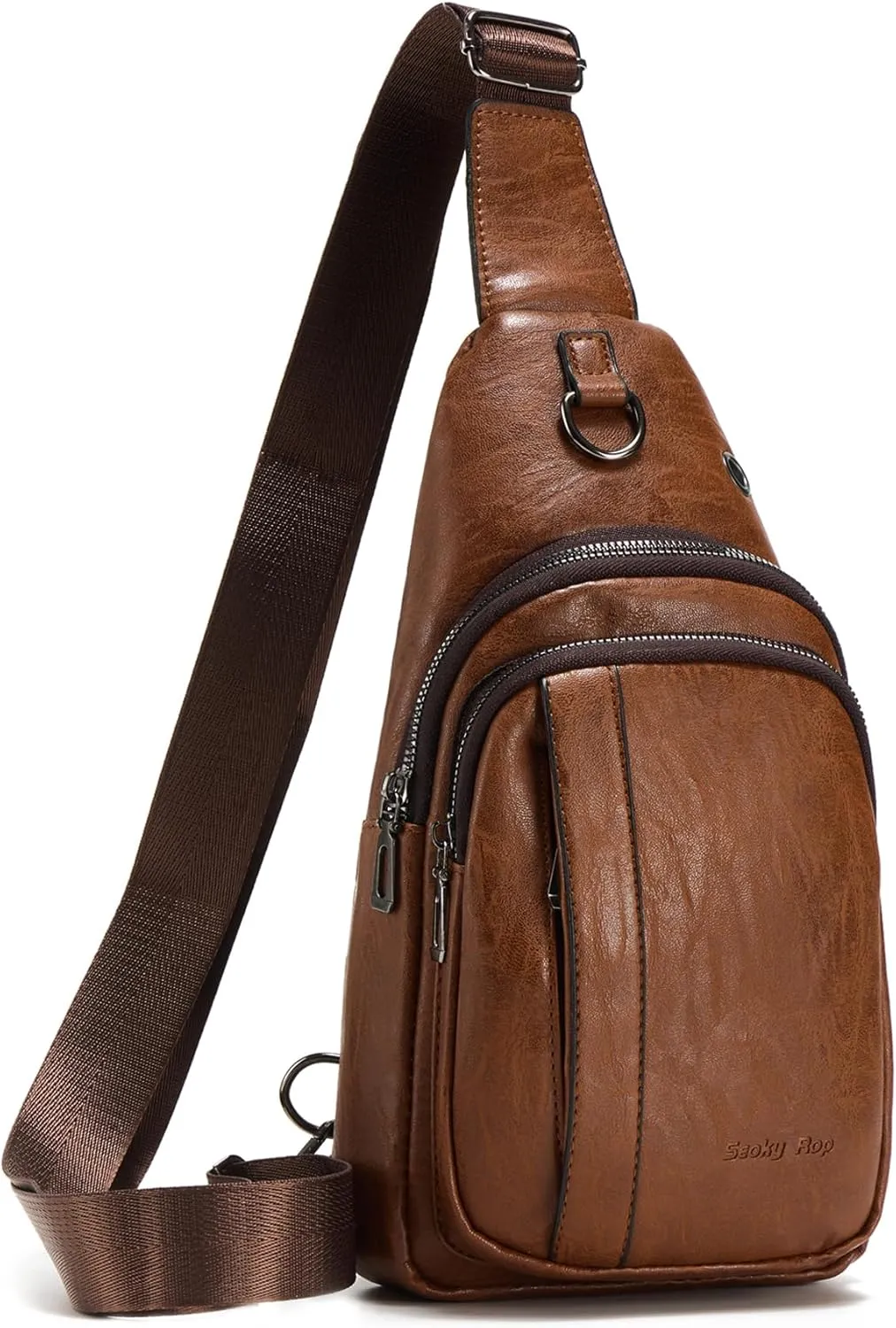 Seoky Rop Sling Backpack for Men Sling Bag Crossbody Shoulder Bags Travel Bag Purse with Water Resistant Light Brown