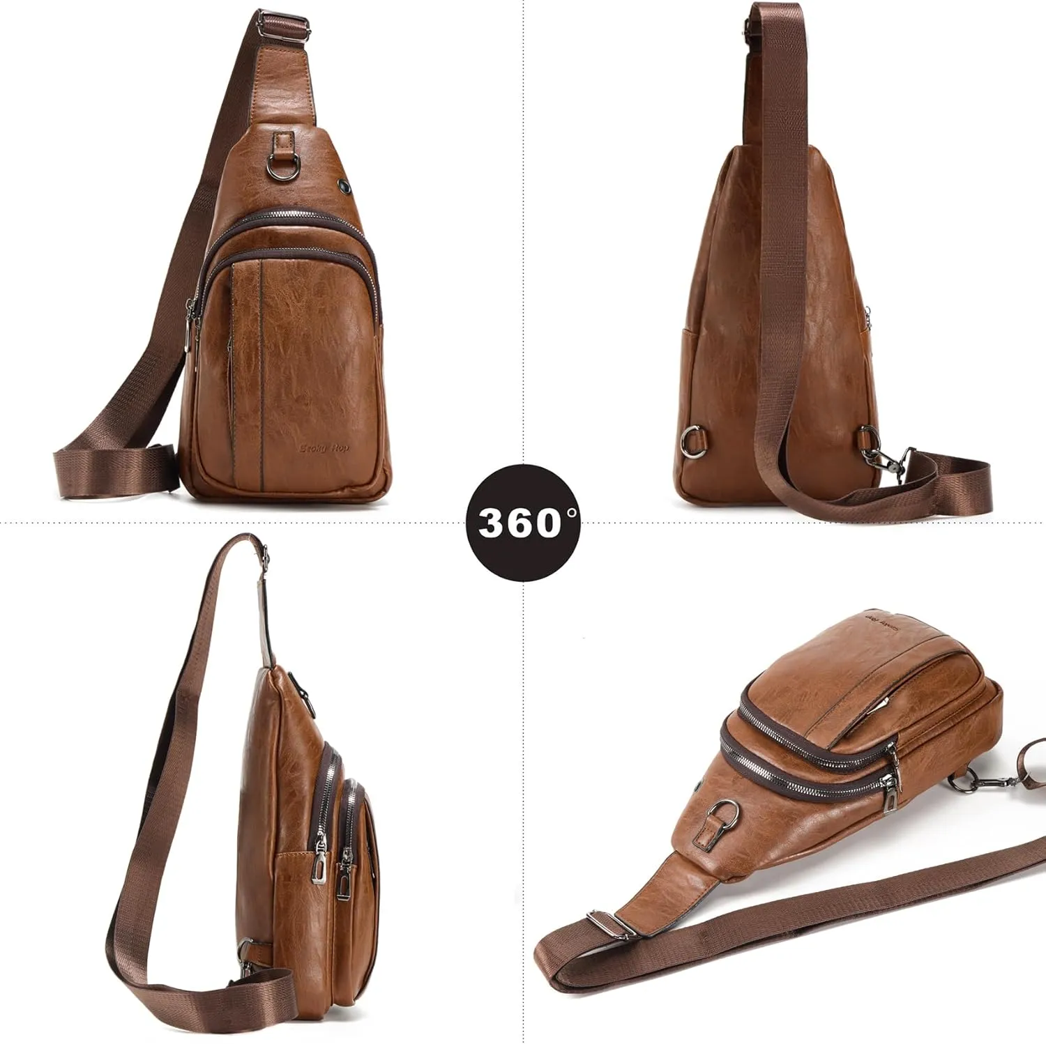 Seoky Rop Sling Backpack for Men Sling Bag Crossbody Shoulder Bags Travel Bag Purse with Water Resistant Light Brown