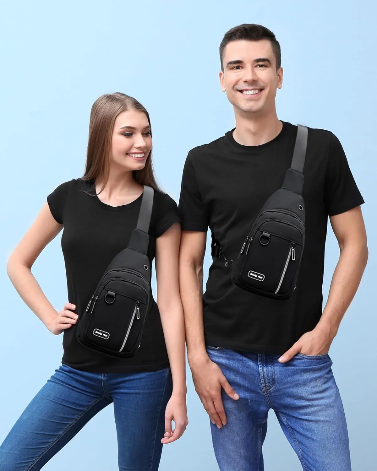 Seoky Rop Sling Bag for Women Men One Shoulder Crossbody Bag Backpack Fanny Pack Cross Body Bags for Travel Day Trip Black