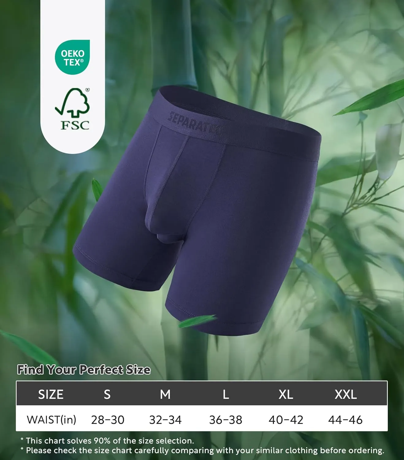 Separatec Mens Underwear with Pouch Moisture Wicking Dual Pouch Boxer Briefs Breathable Cool Rayon from Bamboo Underwear Men