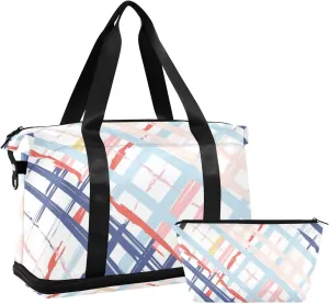 Serape Stripe Versatile Sports Travel Bag - Lasting Twill Tote, Removable Wheel & Rod Bagging, Multi-pocket Design, Complimentary Makeup Bag