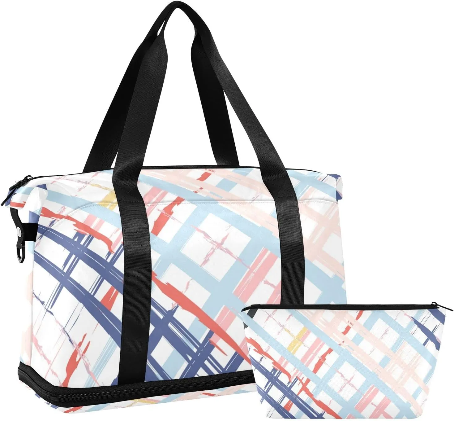 Serape Stripe Versatile Sports Travel Bag - Lasting Twill Tote, Removable Wheel & Rod Bagging, Multi-pocket Design, Complimentary Makeup Bag