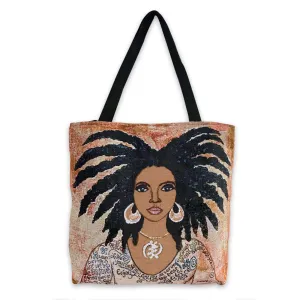 Shades of Color Woven Tote Bag for African American Women, for Work Gym Travel Shopping Casual