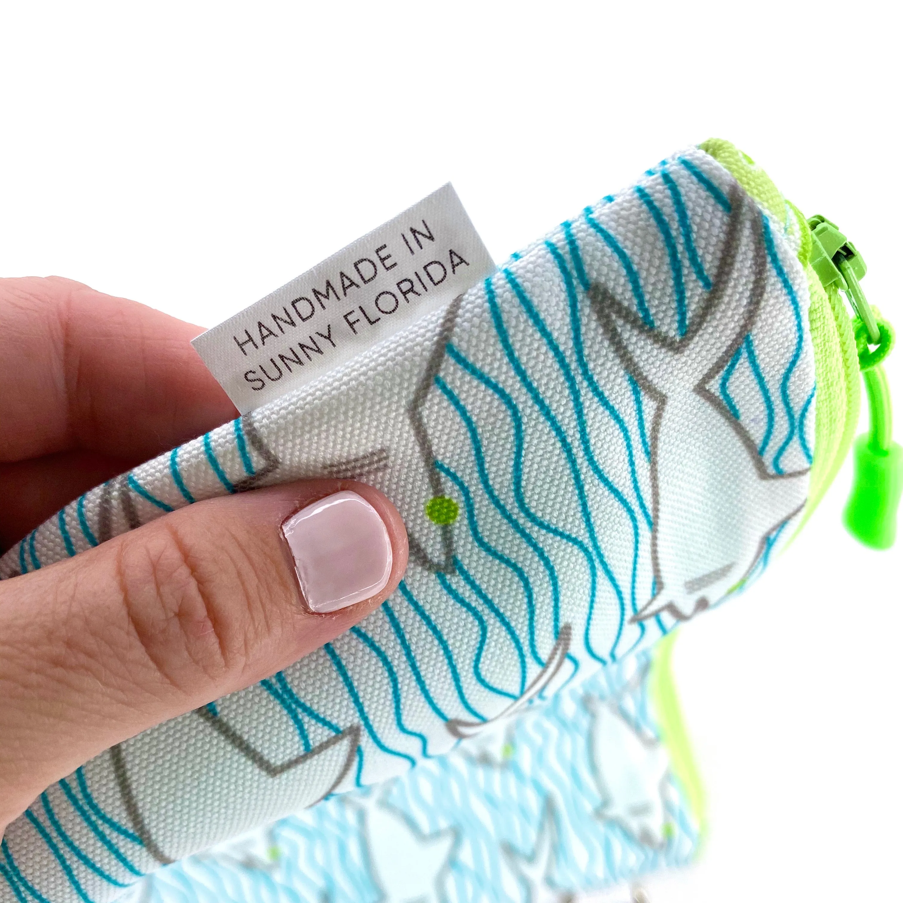 Sharks And Waves in Blue   Grey, Water-Resistant Wet Bag