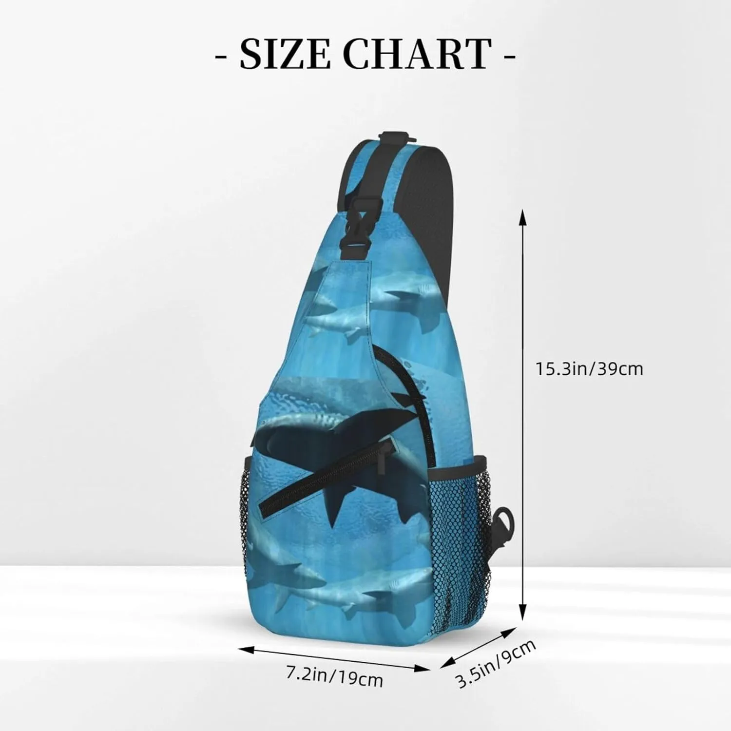 Sharks Circling Sharks Chest Sling Bag Crossbody Shoulder Backpack Bag Gym Cycling Travel Hiking Daypack Cross Bag
