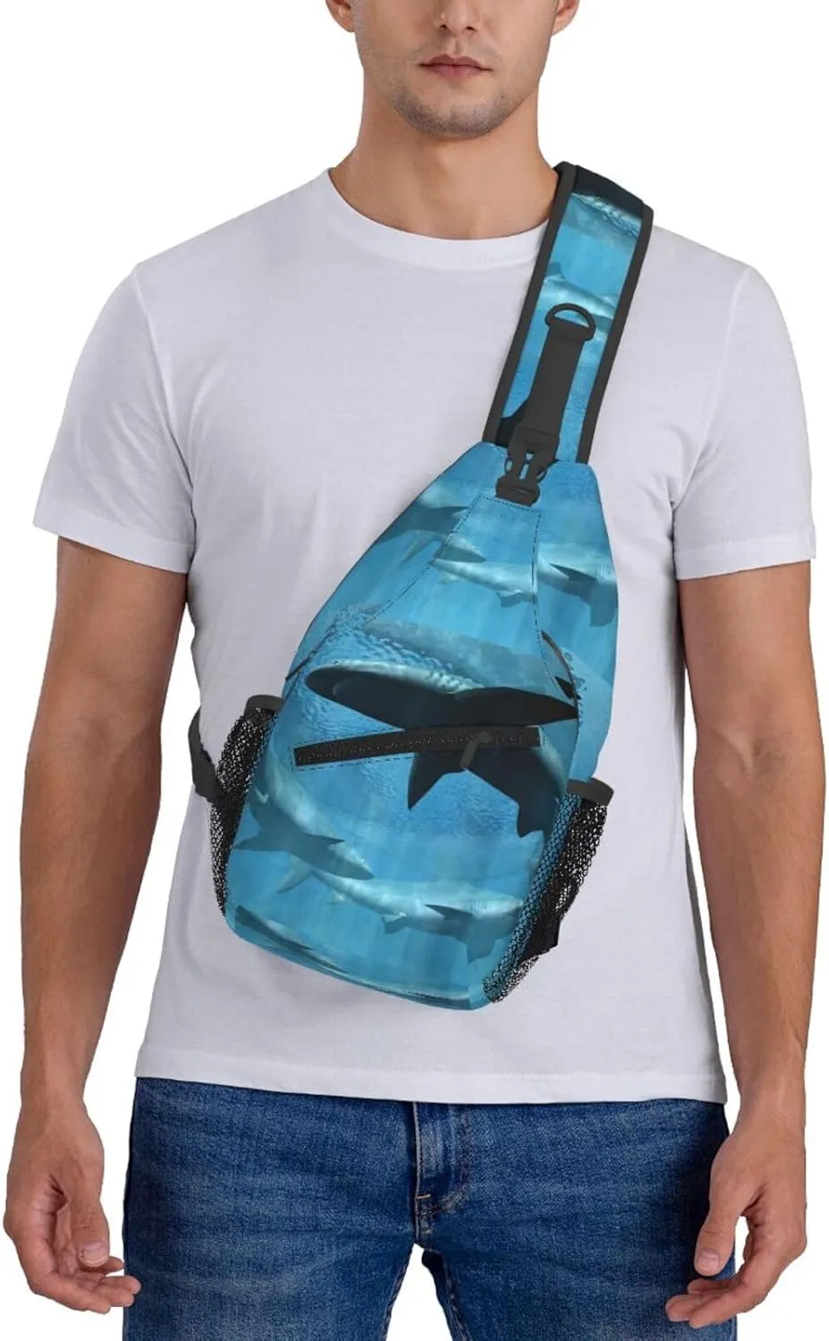 Sharks Circling Sharks Chest Sling Bag Crossbody Shoulder Backpack Bag Gym Cycling Travel Hiking Daypack Cross Bag
