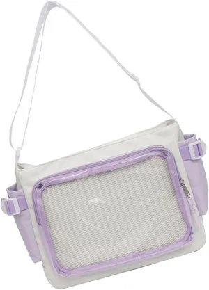 Shoulder Handbag，Campus Crossbody Bags Simple Solid Color Transparent Bag Satchel for Anime Enthusiasts and Fashion Students