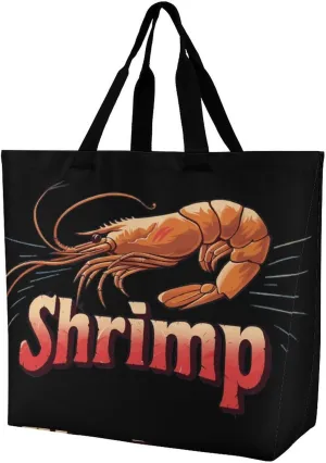 Shrimp Seafood Women's Shopping Bag Fordable Tote Bag Large Top Handle Handbag for Travel Work