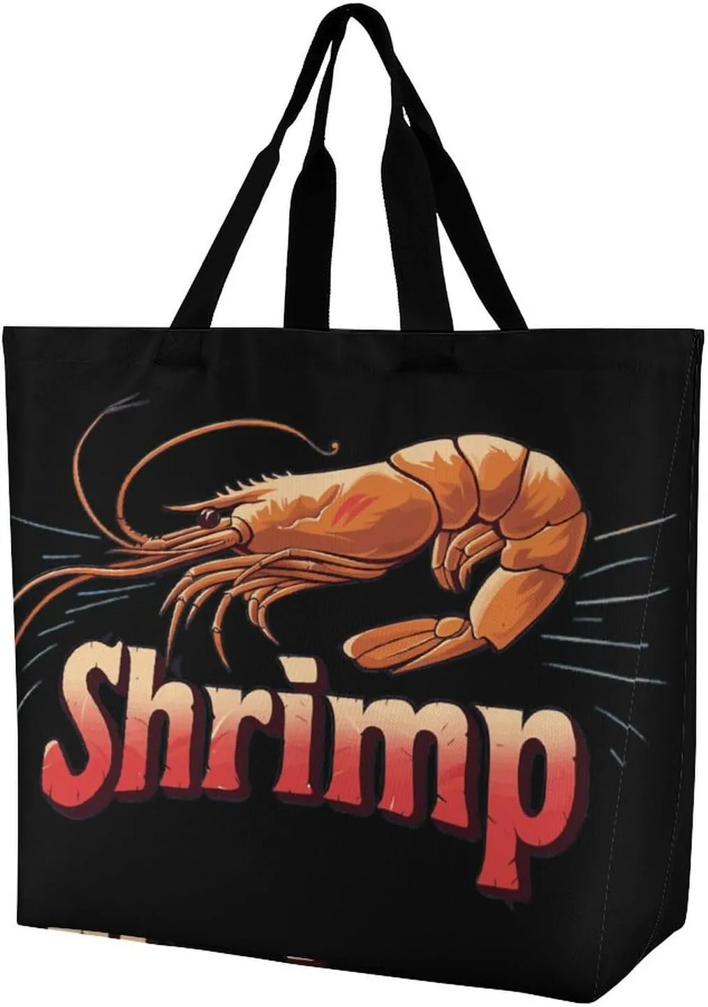 Shrimp Seafood Women's Shopping Bag Fordable Tote Bag Large Top Handle Handbag for Travel Work
