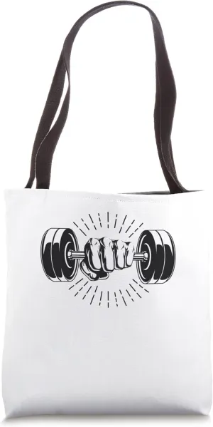Silhouette - Punch Holding - Gym - Fitness - Dumbbells Tote Bag