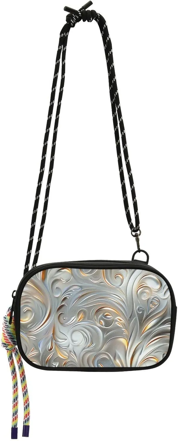 Silver Vintage Thorn Flowers Cross Body Bag Mens Trendy with Credit Card Slots Small Handbags Have a meal monedero para mujer