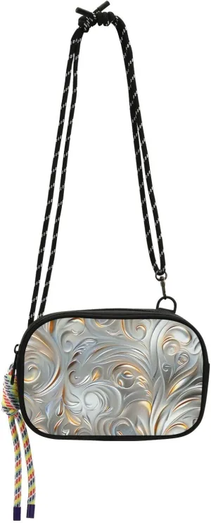 Silver Vintage Thorn Flowers Cross Body Bag Mens Trendy with Credit Card Slots Small Handbags Have a meal monedero para mujer