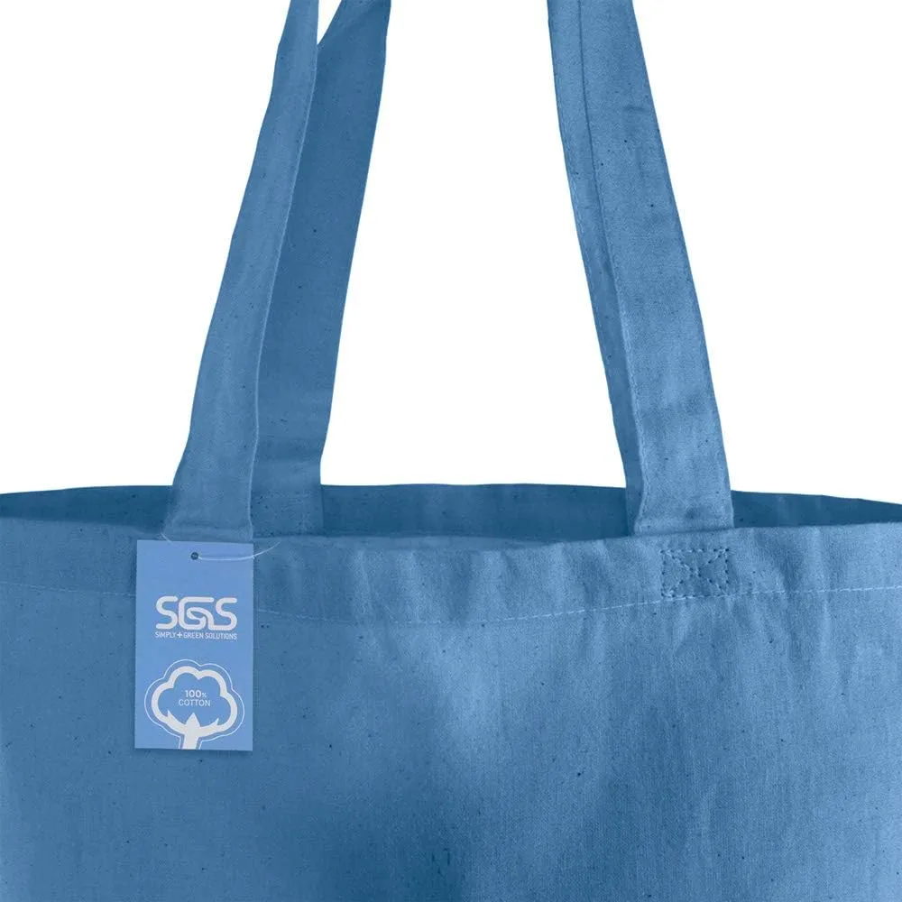 Simply Green Solutions Reusable Cotton Cloth Grocery Craft Bag, 15 x 16 Reusable Tote with Handle, Pack of 5, Carolina Blue