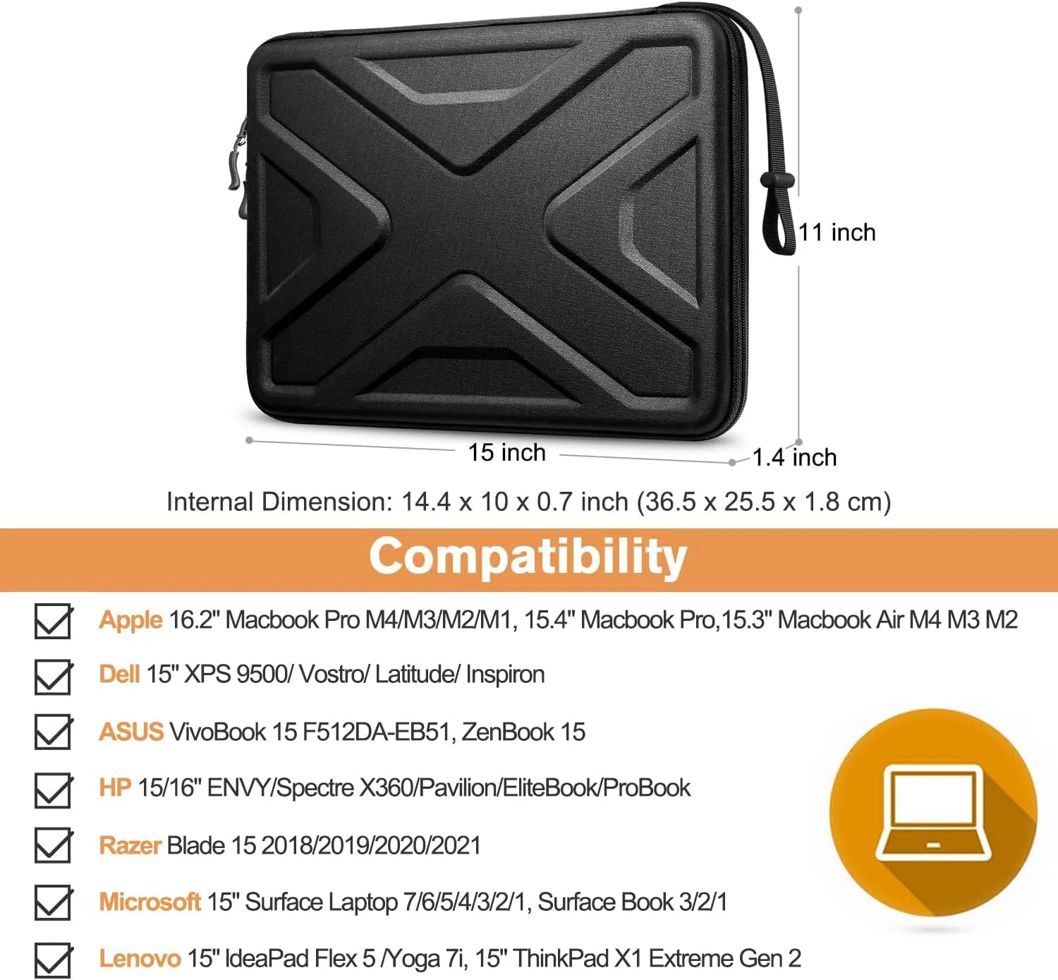 SITHON Hard Shell Laptop Sleeve Case for 15” MacBook Air M4/A3241 M3/A3114 M2/A2941 2025-2023, 16” MacBook Pro (M4/M3/M2/M1 Pro/Max) A3403 A3186 2024-2019, 15 Surface Laptop, Shockproof Computer Bag