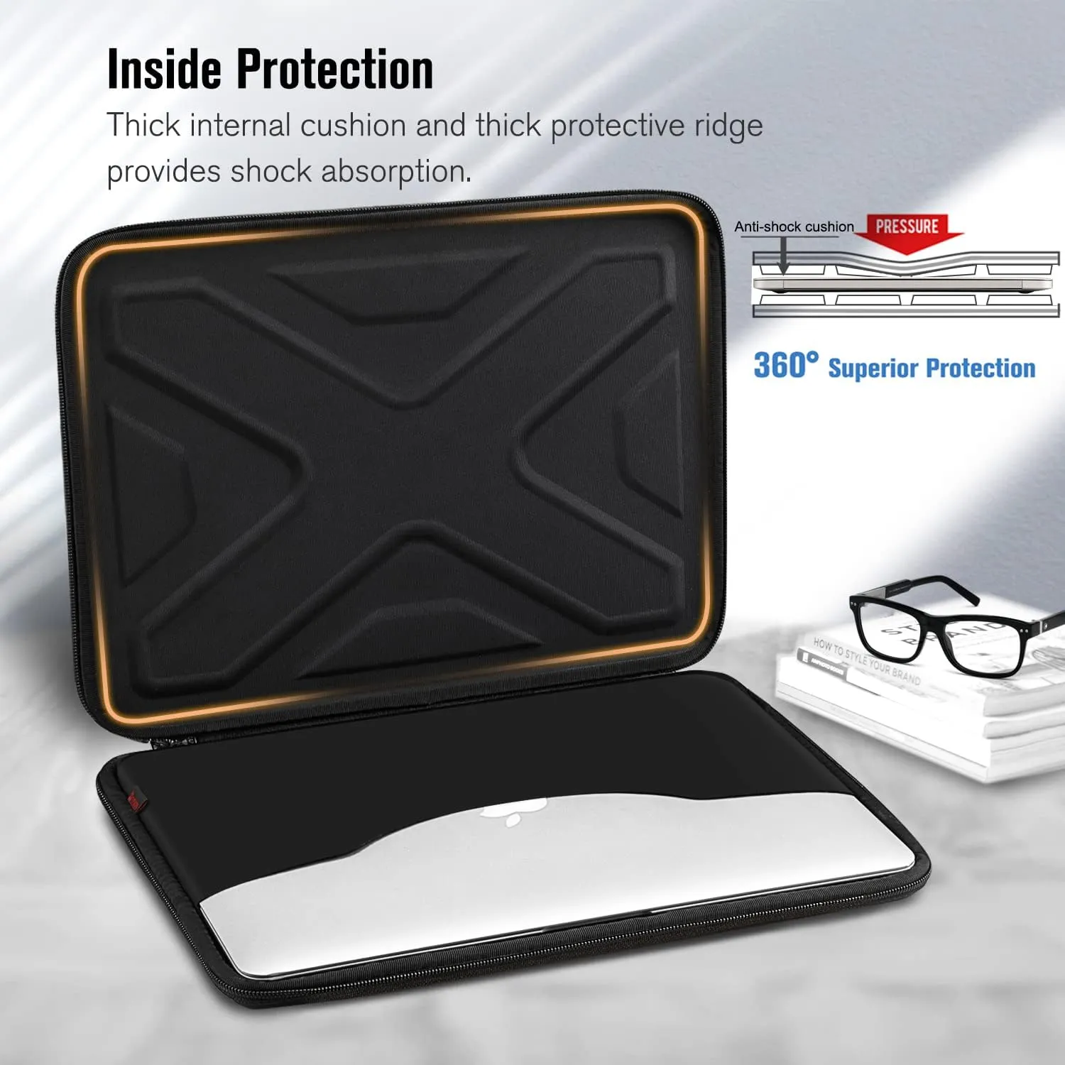 SITHON Hard Shell Laptop Sleeve Case for 15” MacBook Air M4/A3241 M3/A3114 M2/A2941 2025-2023, 16” MacBook Pro (M4/M3/M2/M1 Pro/Max) A3403 A3186 2024-2019, 15 Surface Laptop, Shockproof Computer Bag