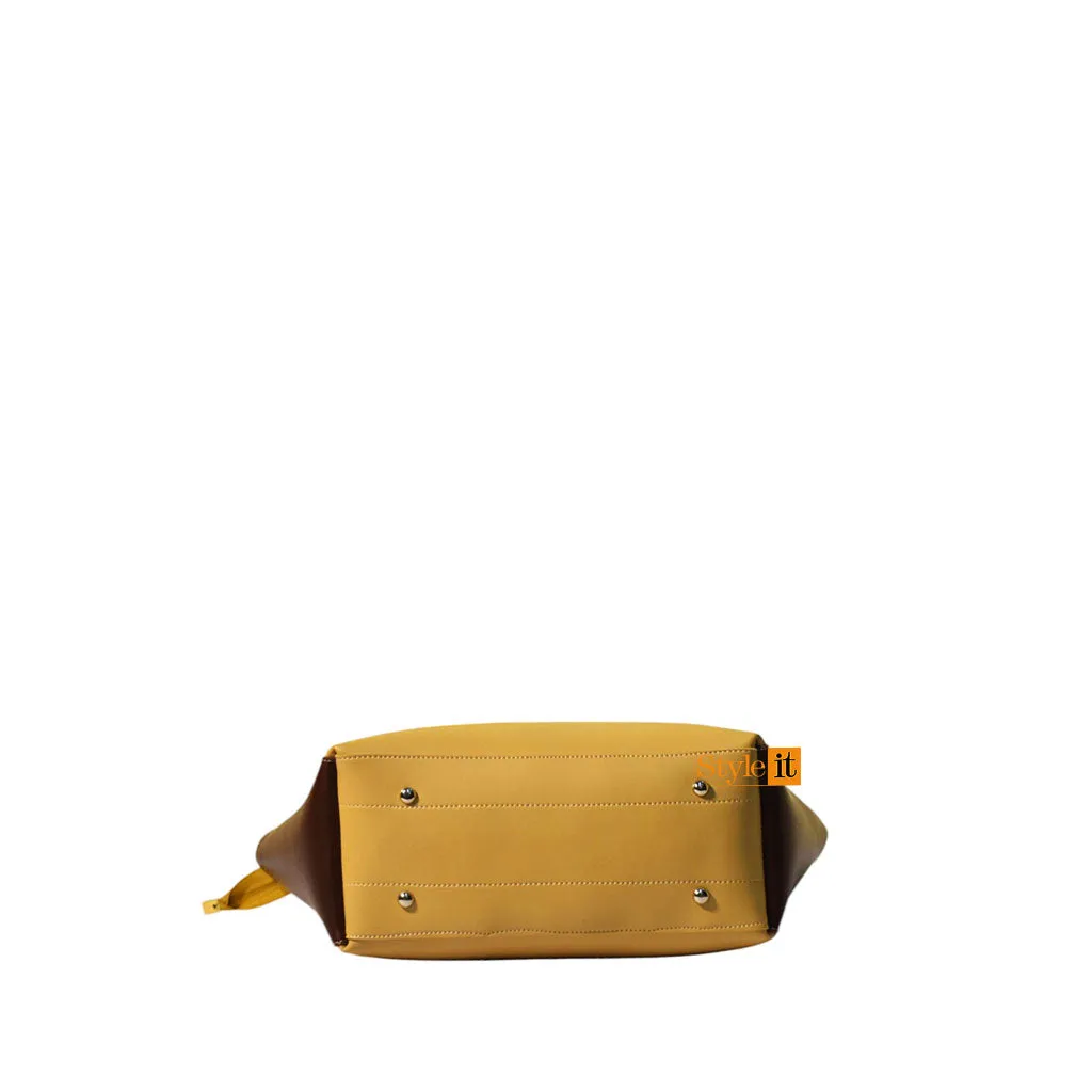 Skin And Chocho Brown Two Tone mini pouch Tote