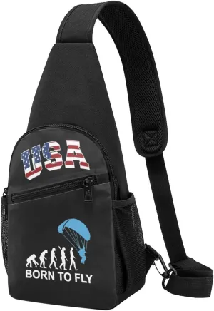 Skydiving Evolution Born to Fly,Casual one-shoulder crossbody chest bag, fashionable crossbody chest bag