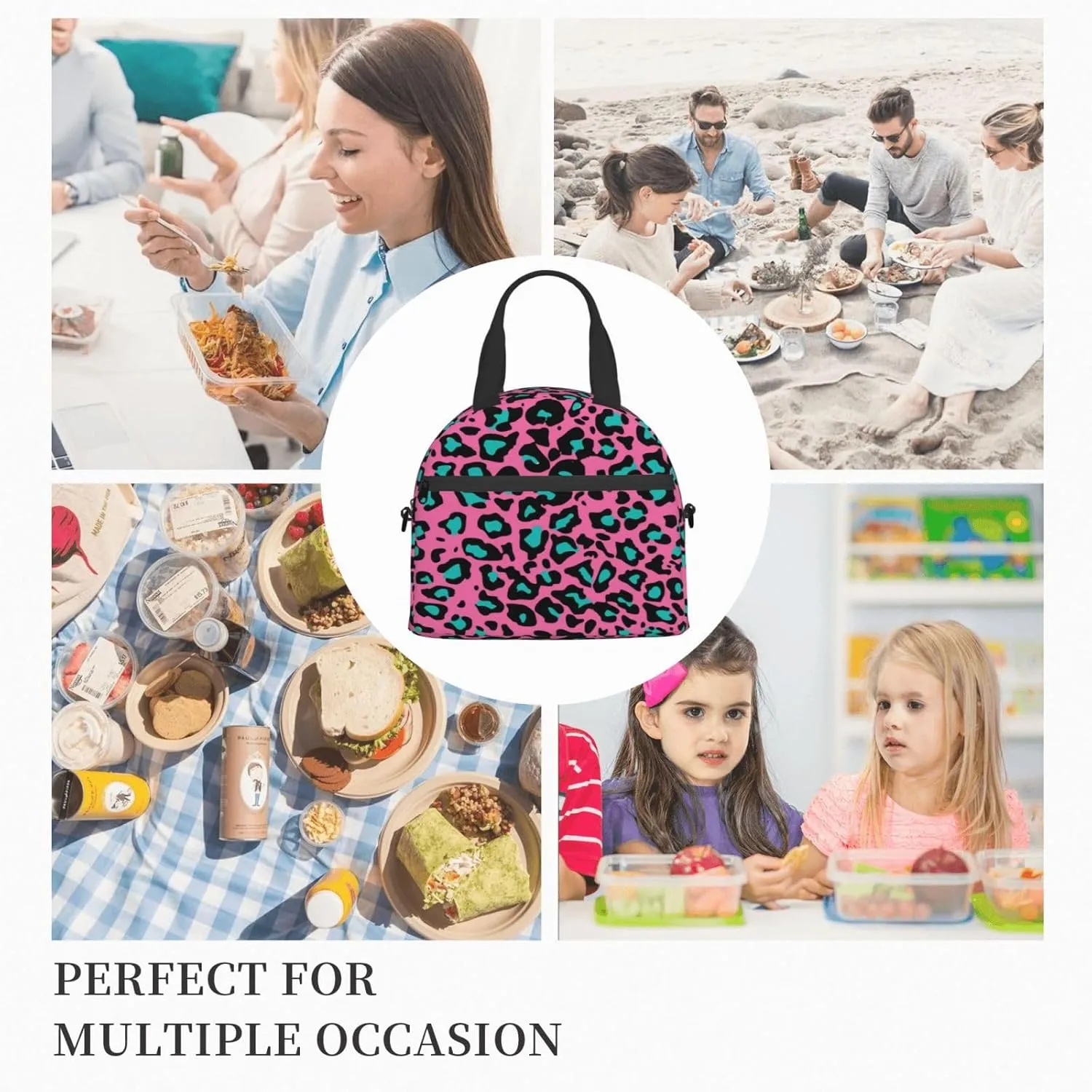Sky,Insulated Reusable Lunch Bag with Adjustable Shoulder Strap for Adults,Highway Nordic Rays,Leakproof Office Picnic Hiking Beach Tote Bag,Green,9x5x7.8in