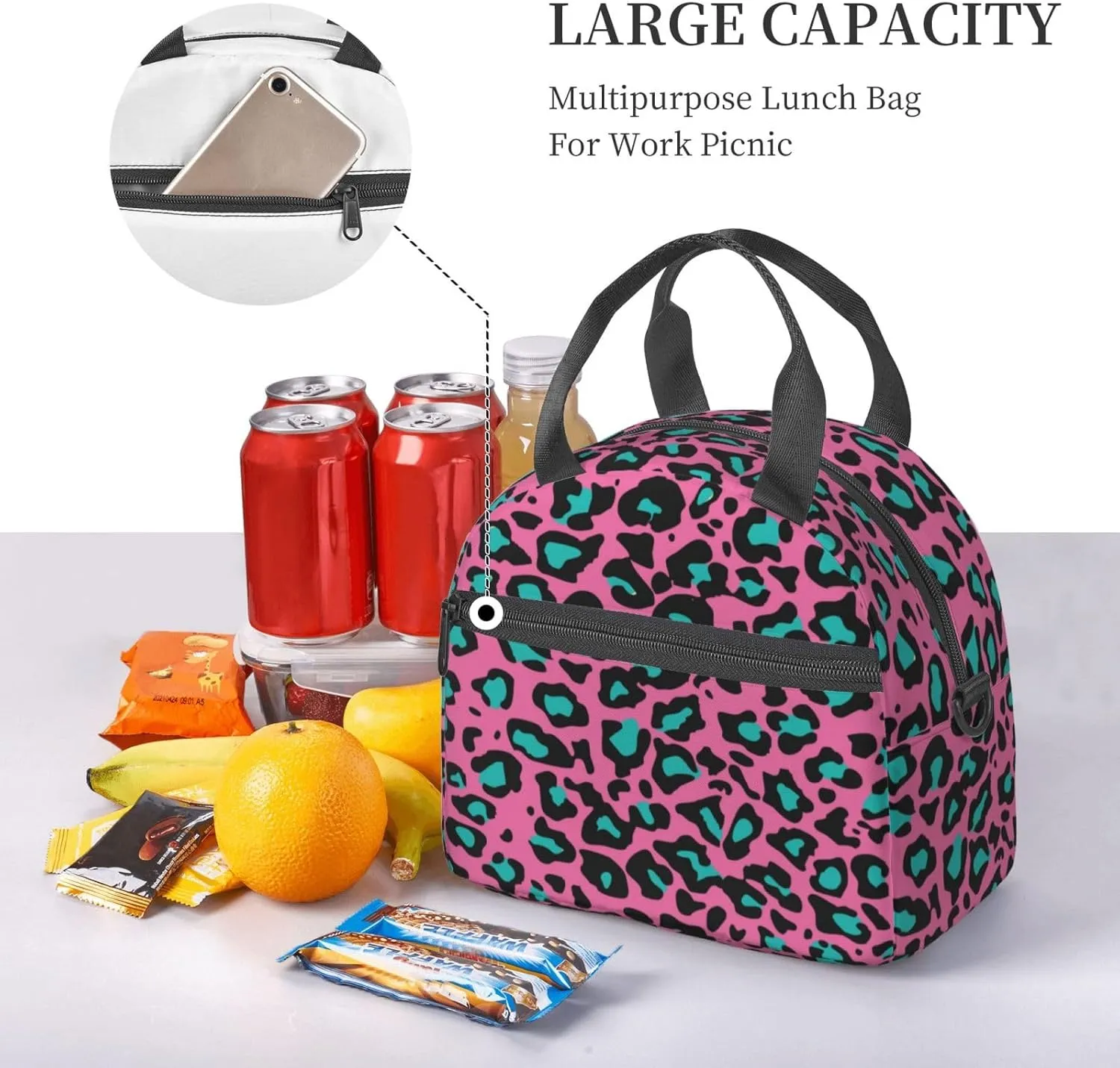 Sky,Insulated Reusable Lunch Bag with Adjustable Shoulder Strap for Adults,Highway Nordic Rays,Leakproof Office Picnic Hiking Beach Tote Bag,Green,9x5x7.8in